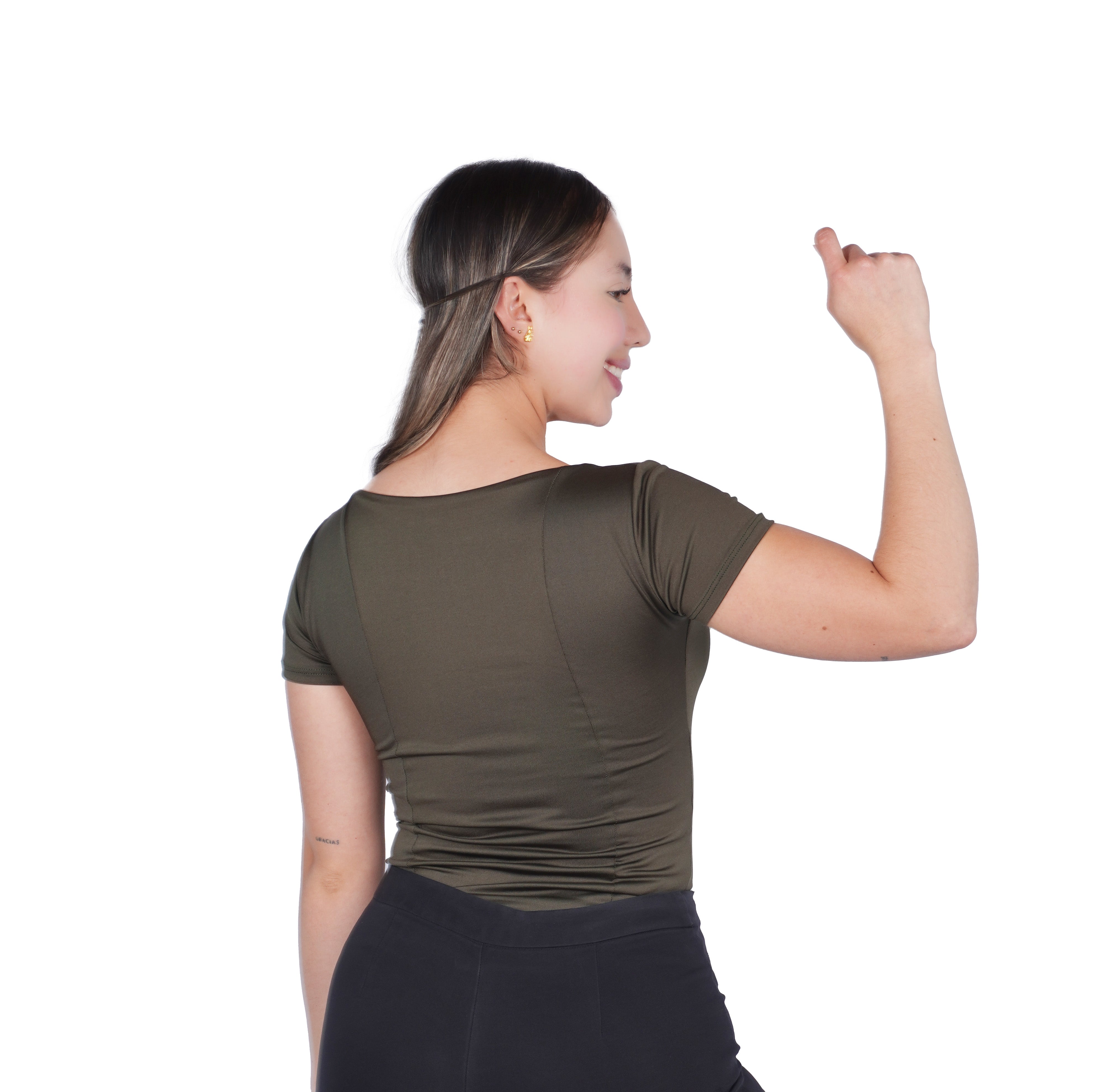Body Premium Mango Verde Militar