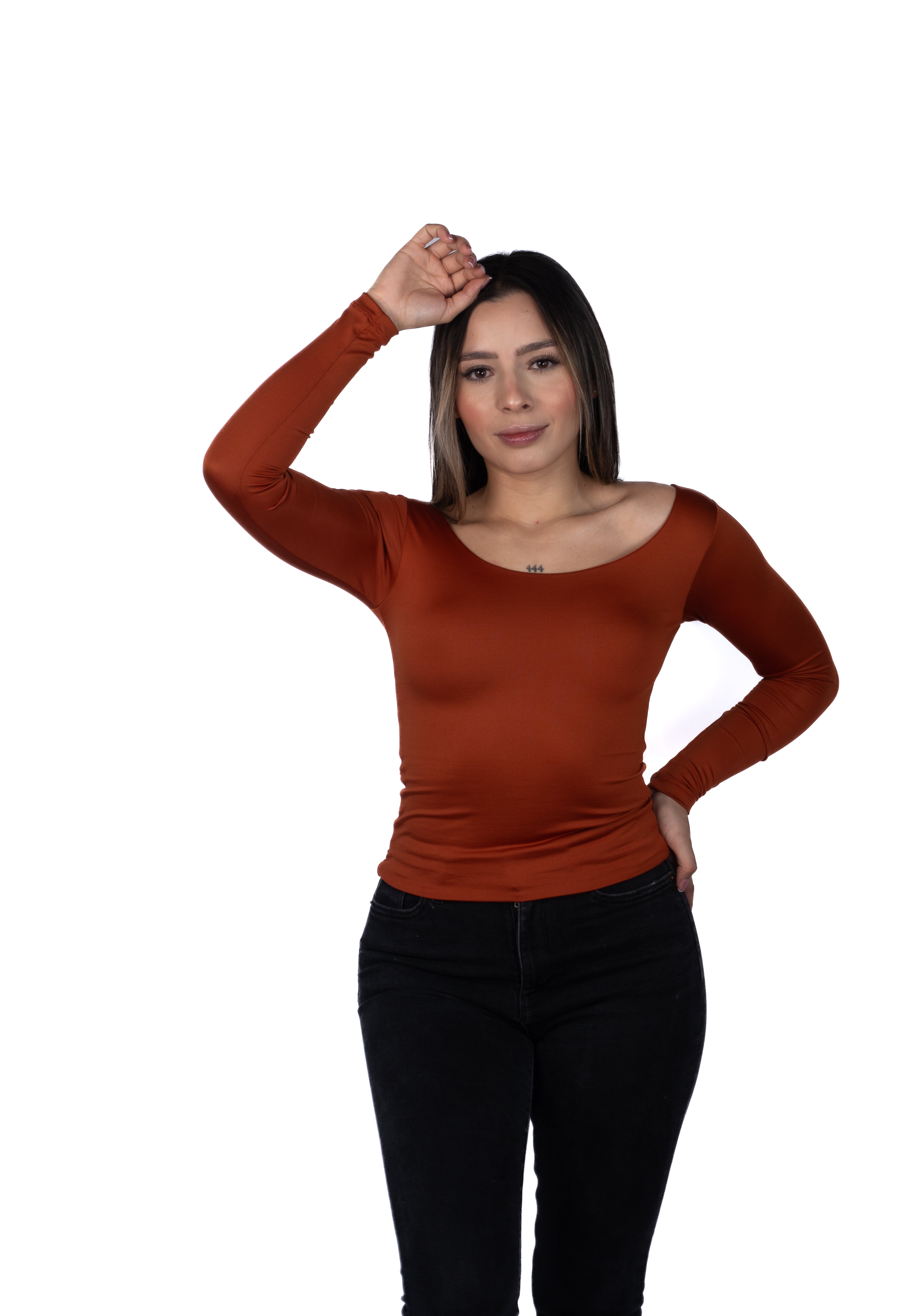 Top Premium Mangas Largo Terracota