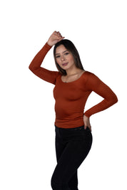 Top Premium Mangas Largo Terracota