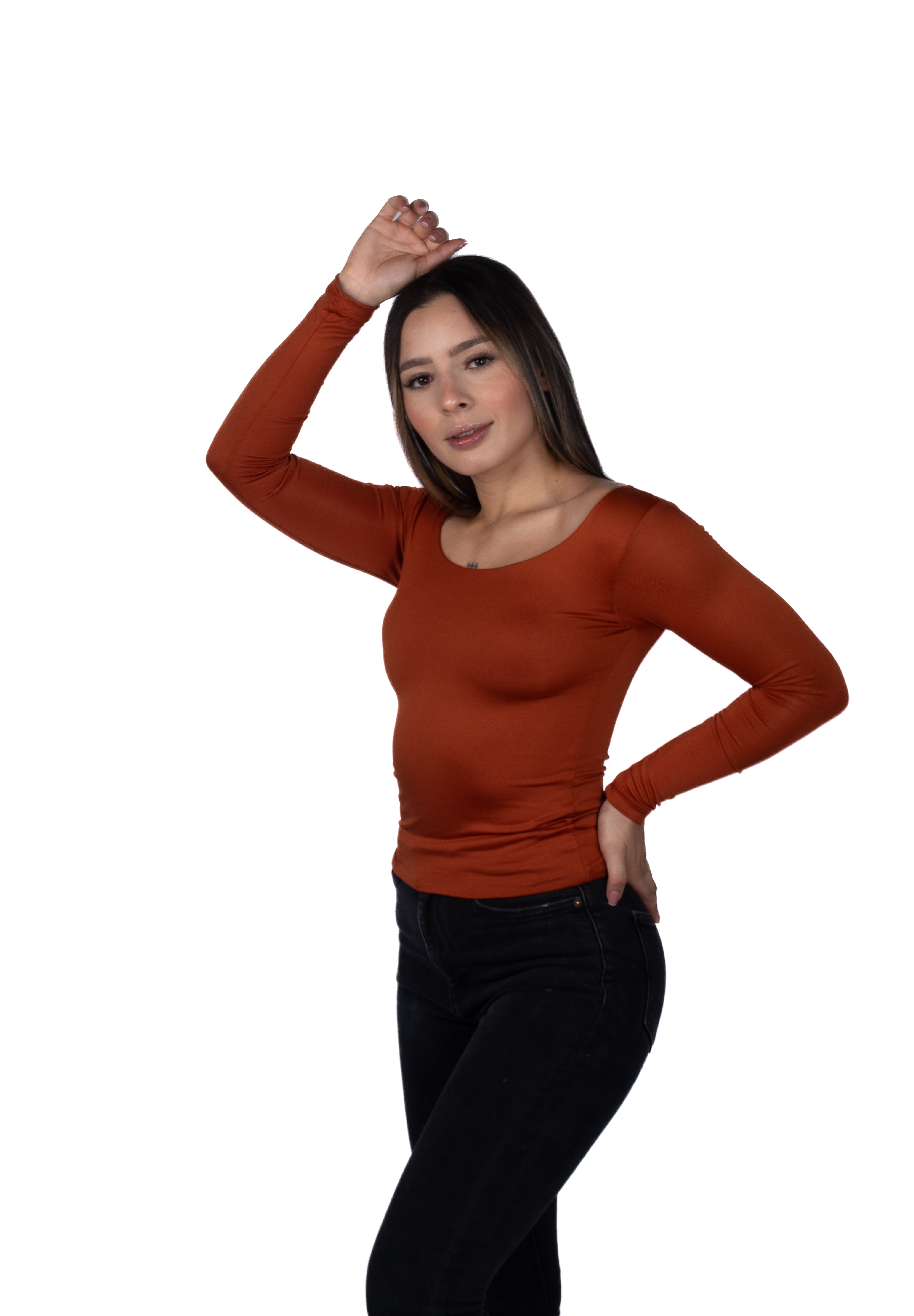 Top Premium Mangas Largo Terracota