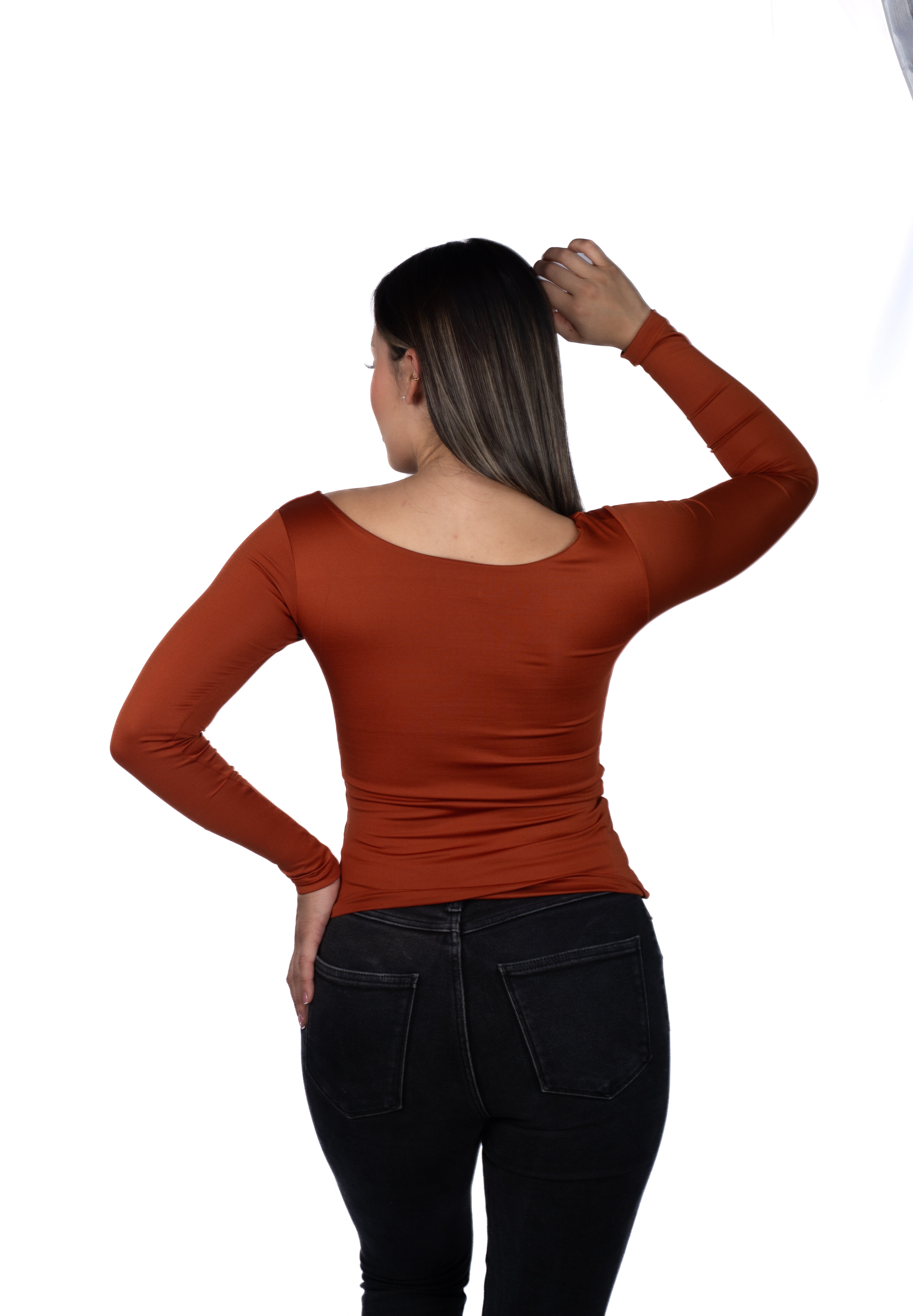 Top Premium Mangas Largo Terracota