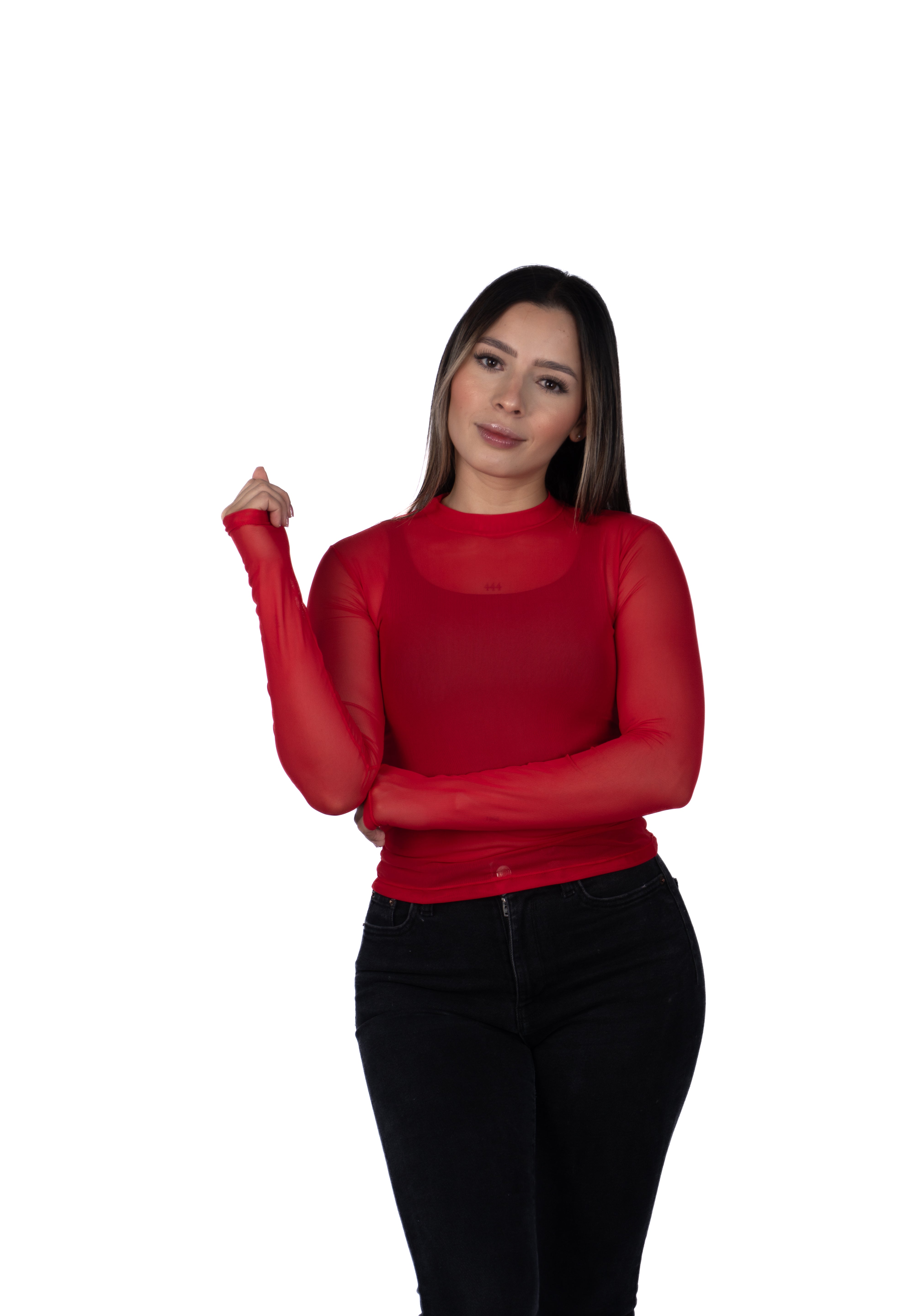 Top Premium + Blusa Malla Vainilla Rojo