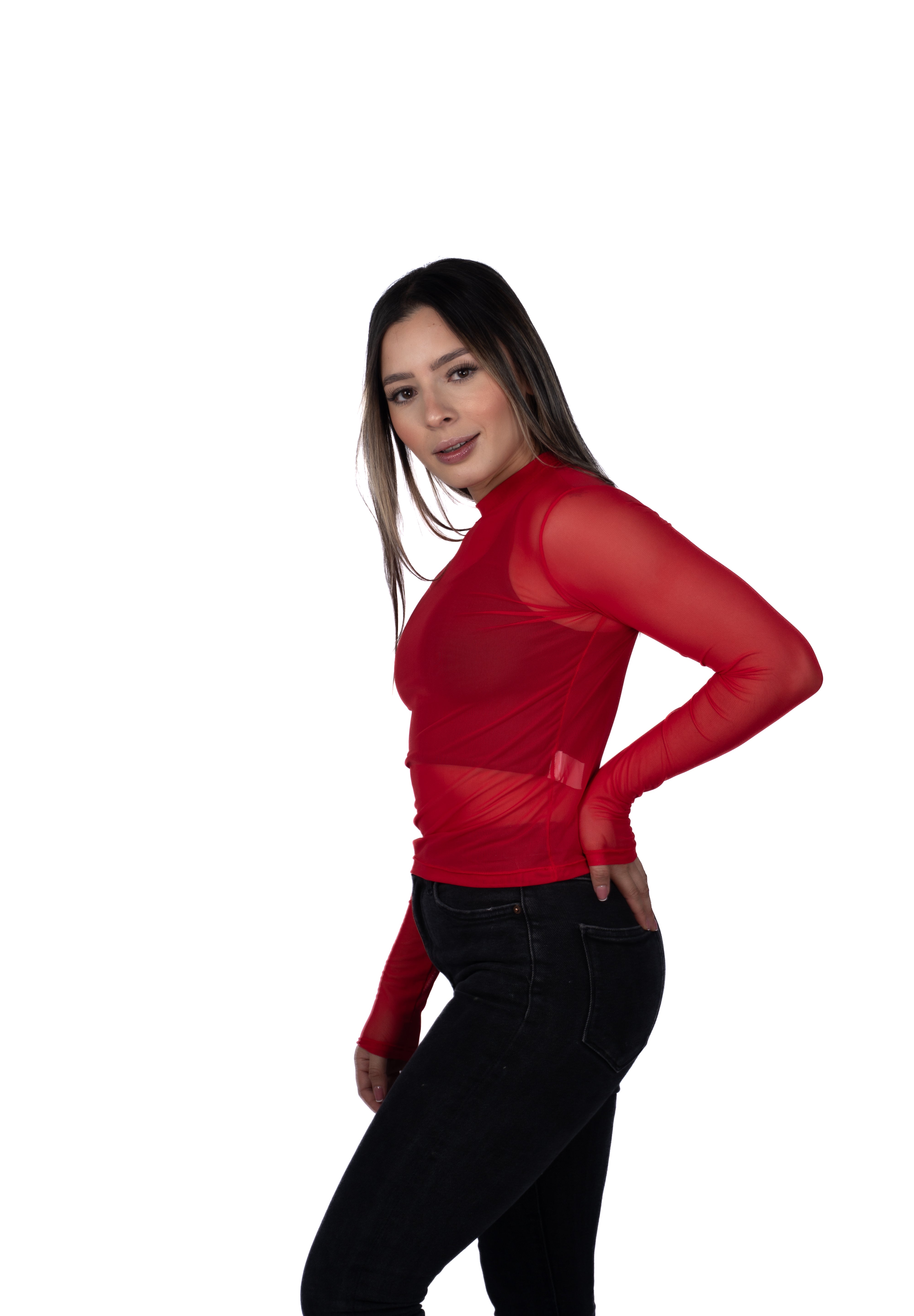 Top Premium + Blusa Malla Vainilla Rojo