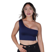 Crop Top Premium Hombro Azul Oscuro