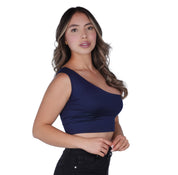 Crop Top Premium Hombro Azul Oscuro