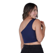 Crop Top Premium Hombro Azul Oscuro