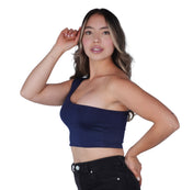 Crop Top Premium Hombro Azul Oscuro