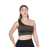 Crop Top Premium Hombro Verde Militar