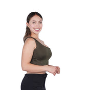 Crop Top Premium Hombro Verde Militar