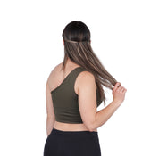 Crop Top Premium Hombro Verde Militar