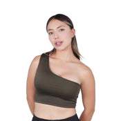 Crop Top Premium Hombro Verde Militar