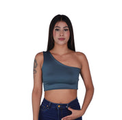 Crop Top Premium Hombro Verde Oliva
