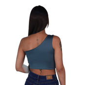 Crop Top Premium Hombro Verde Oliva