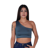 Crop Top Premium Hombro Verde Oliva
