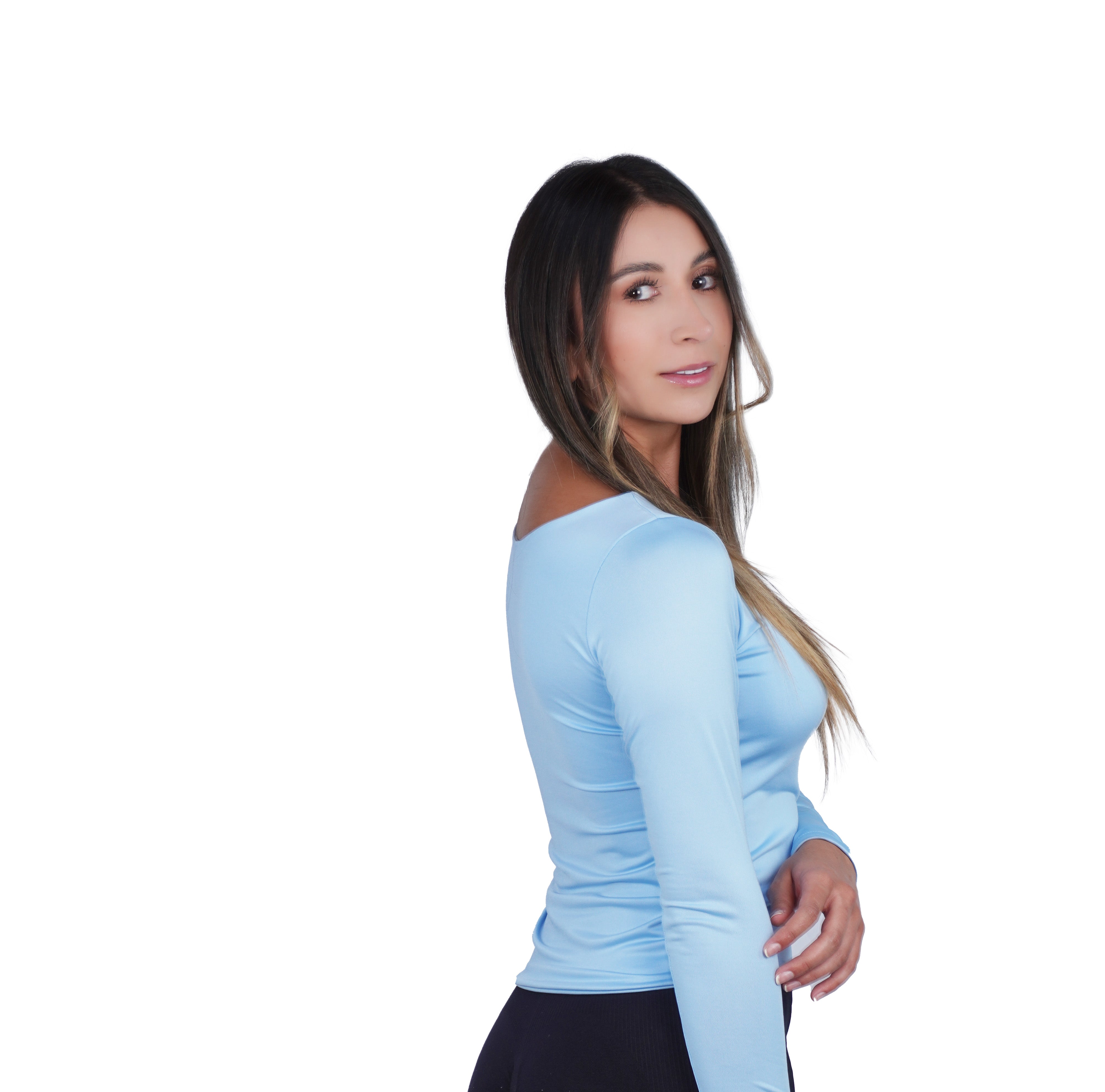 Top Premium Mangas Largo Azul Bebe
