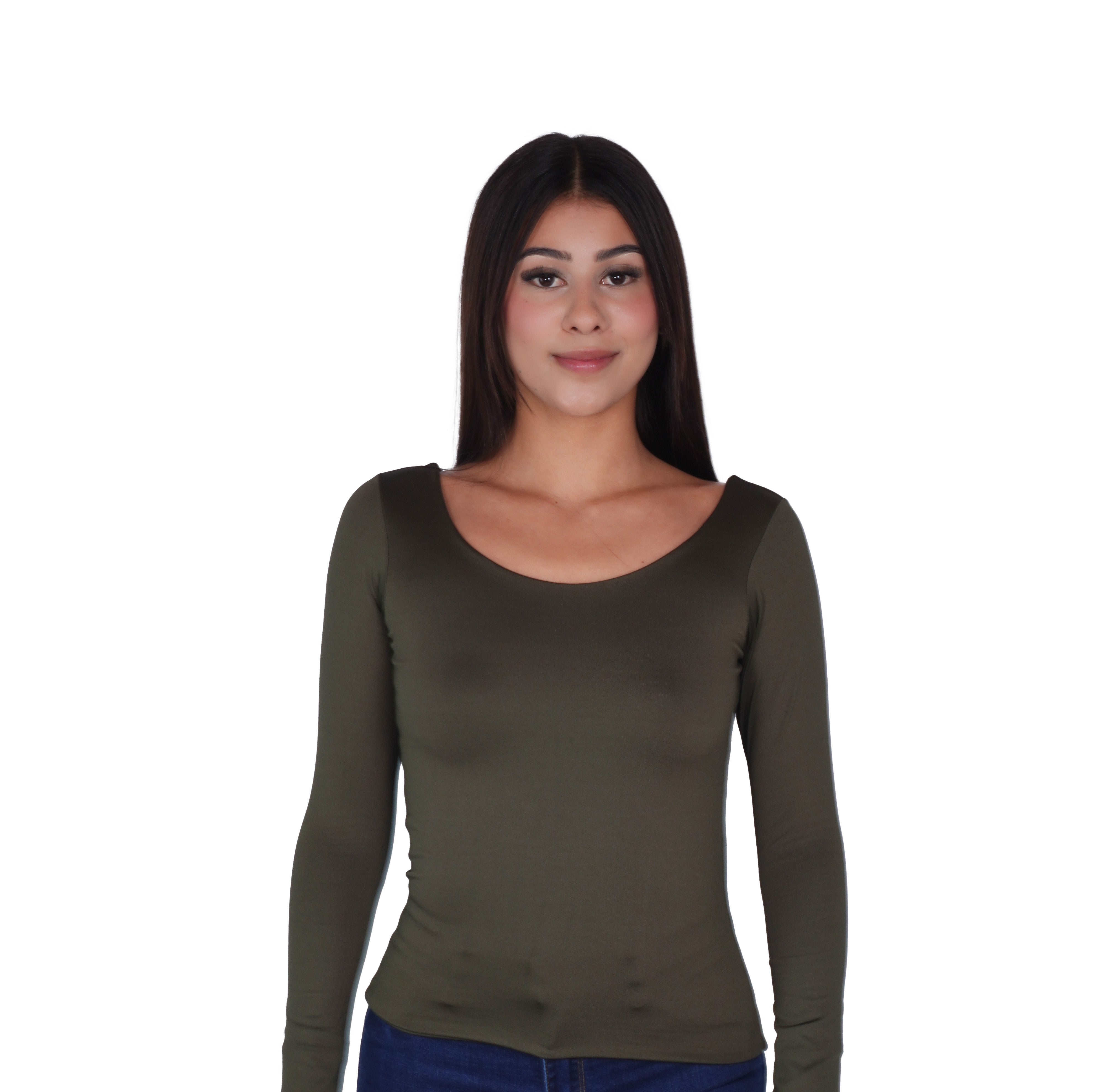 Top Premium Mangas Largo Verde Militar