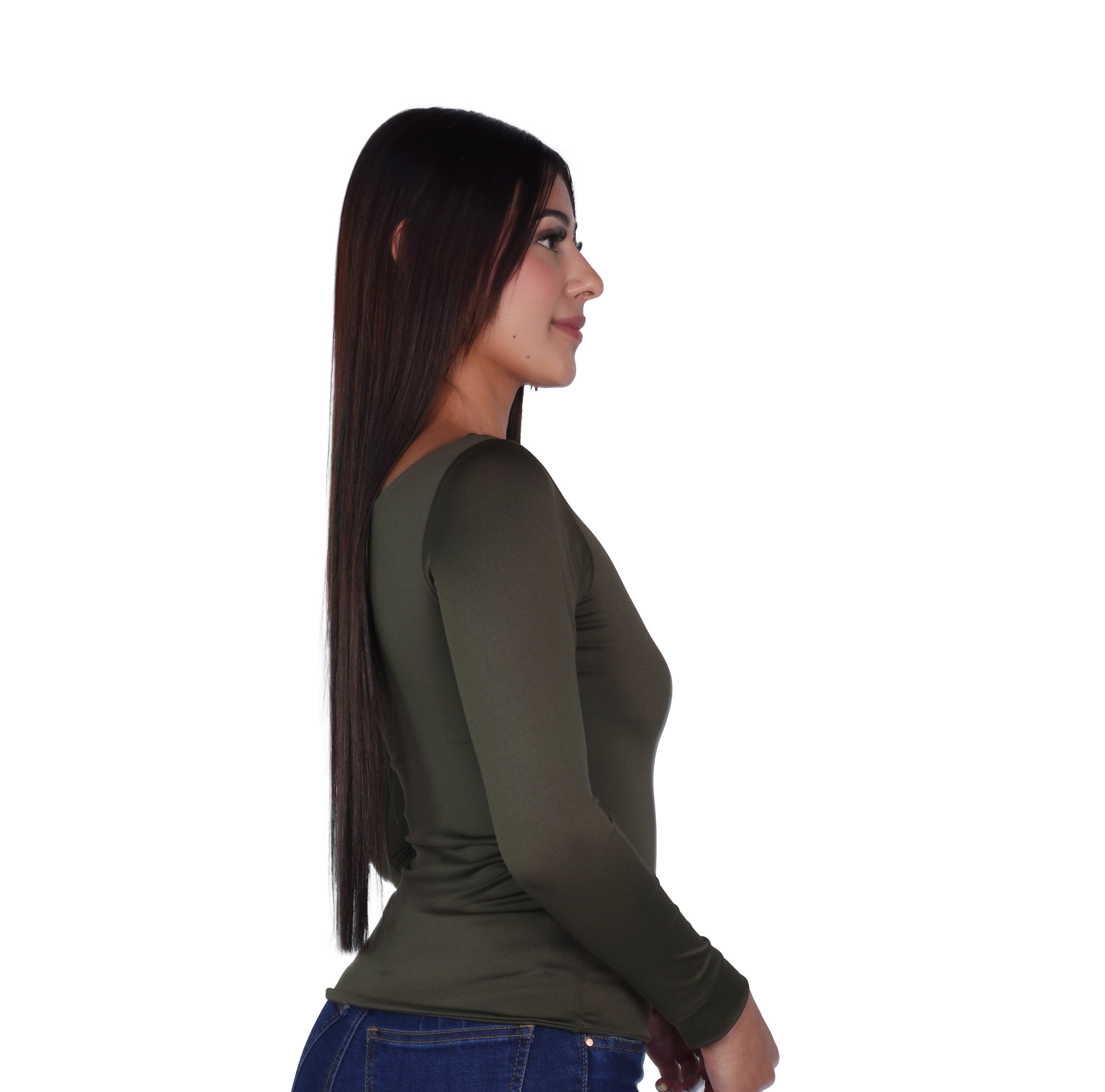 Top Premium Mangas Largo Verde Militar