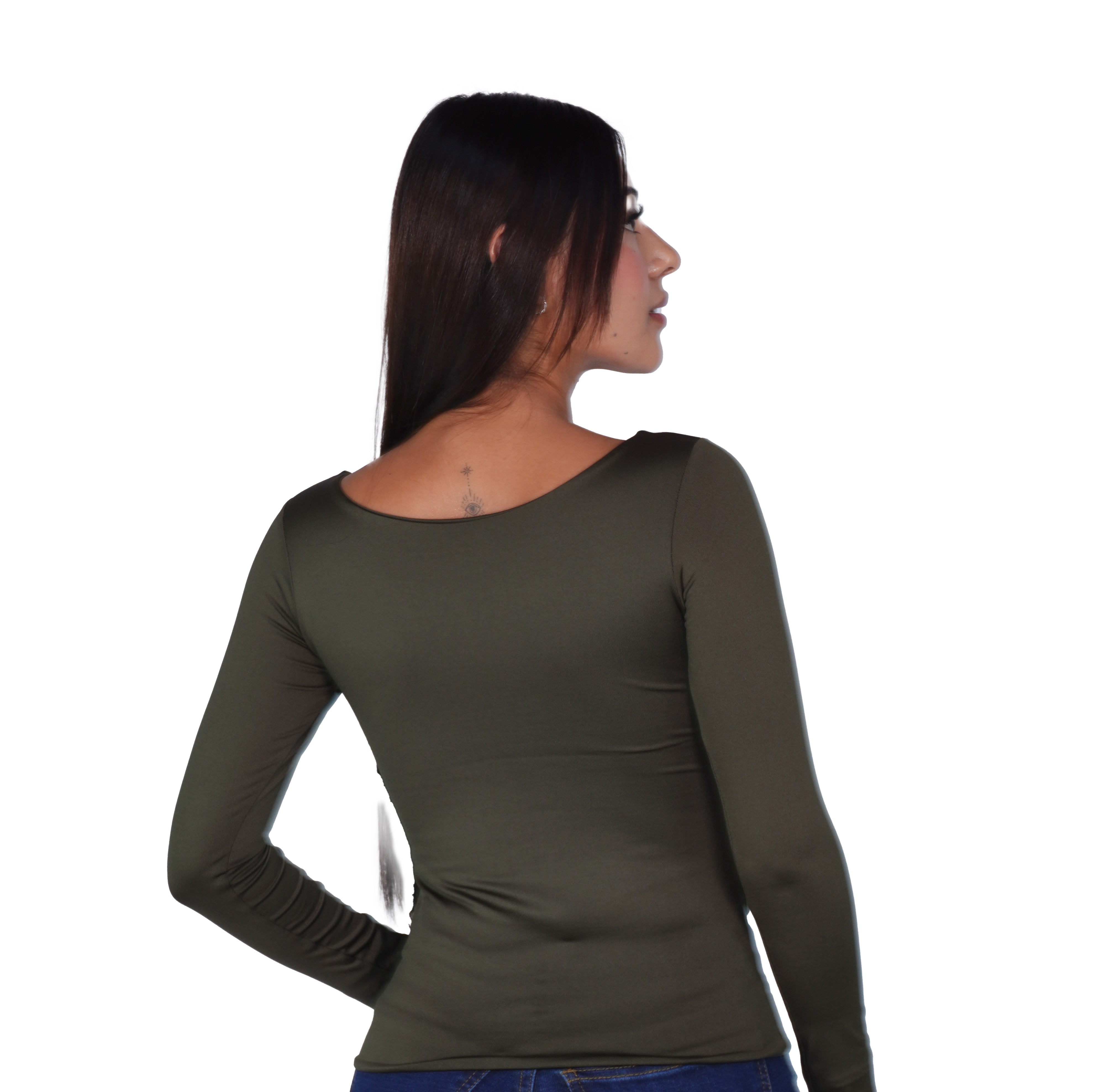 Top Premium Mangas Largo Verde Militar