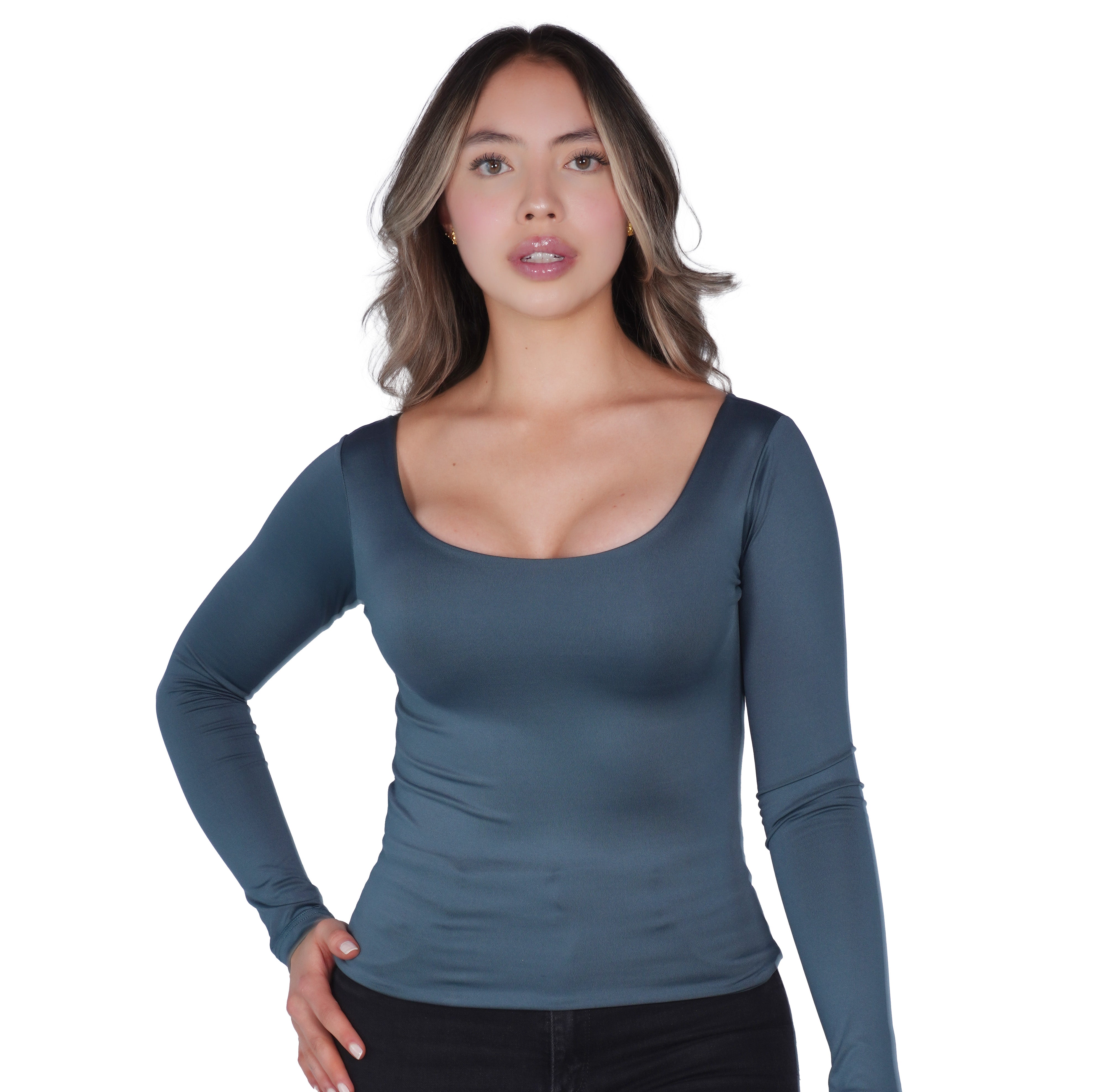 Top Premium Mangas Largo Verde Oliva