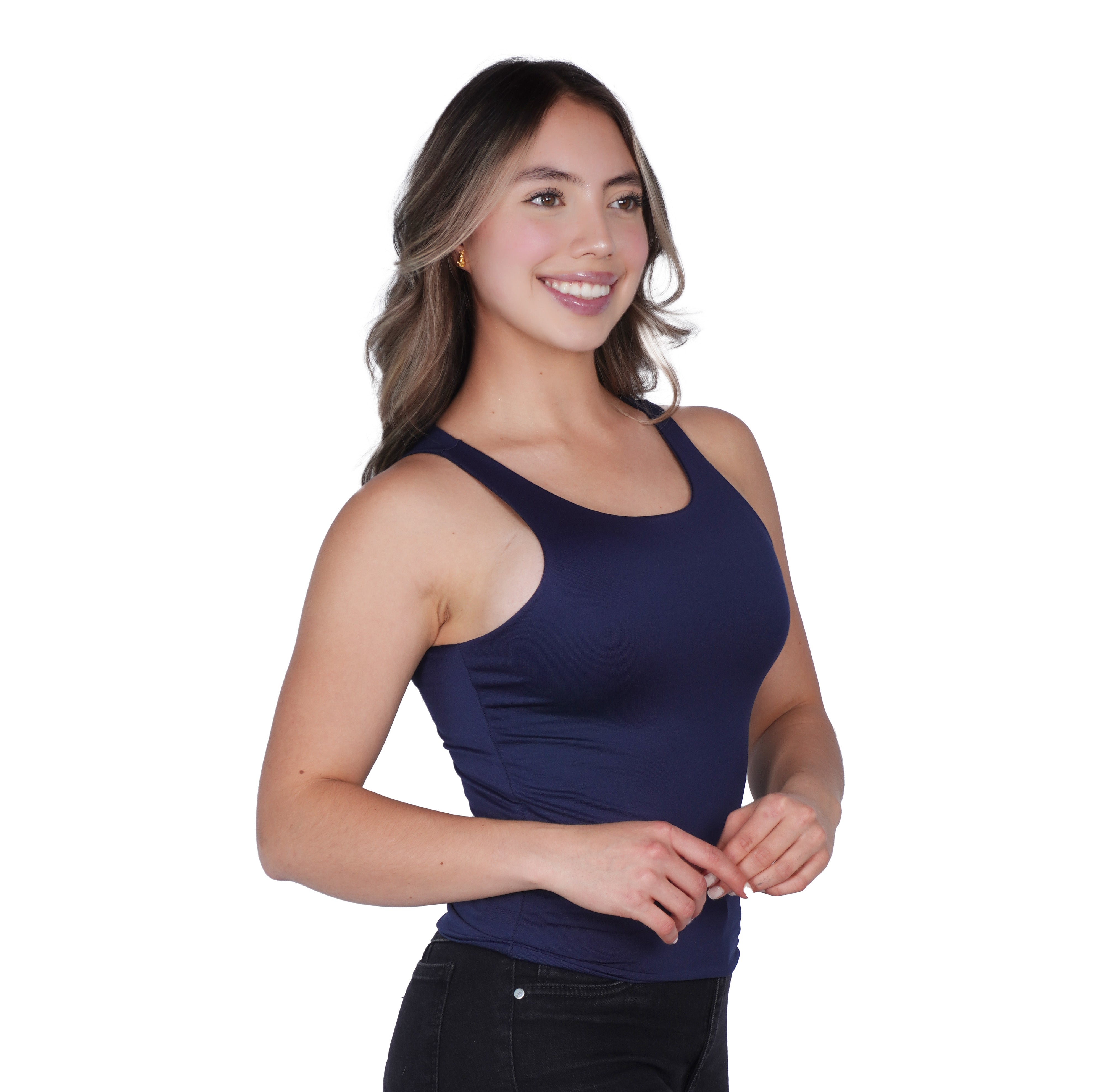 Top Premium Recto Largo Azul