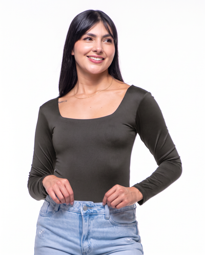 Body Premium Flor Verde Militar