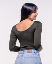 Body Premium Flor Verde Militar