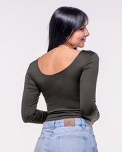 Body Premium Flor Verde Militar