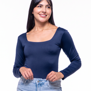 Body Premium Flor Azul Oscuro