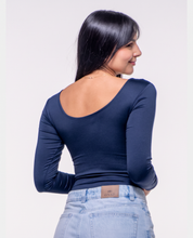 Body Premium Flor Azul Oscuro