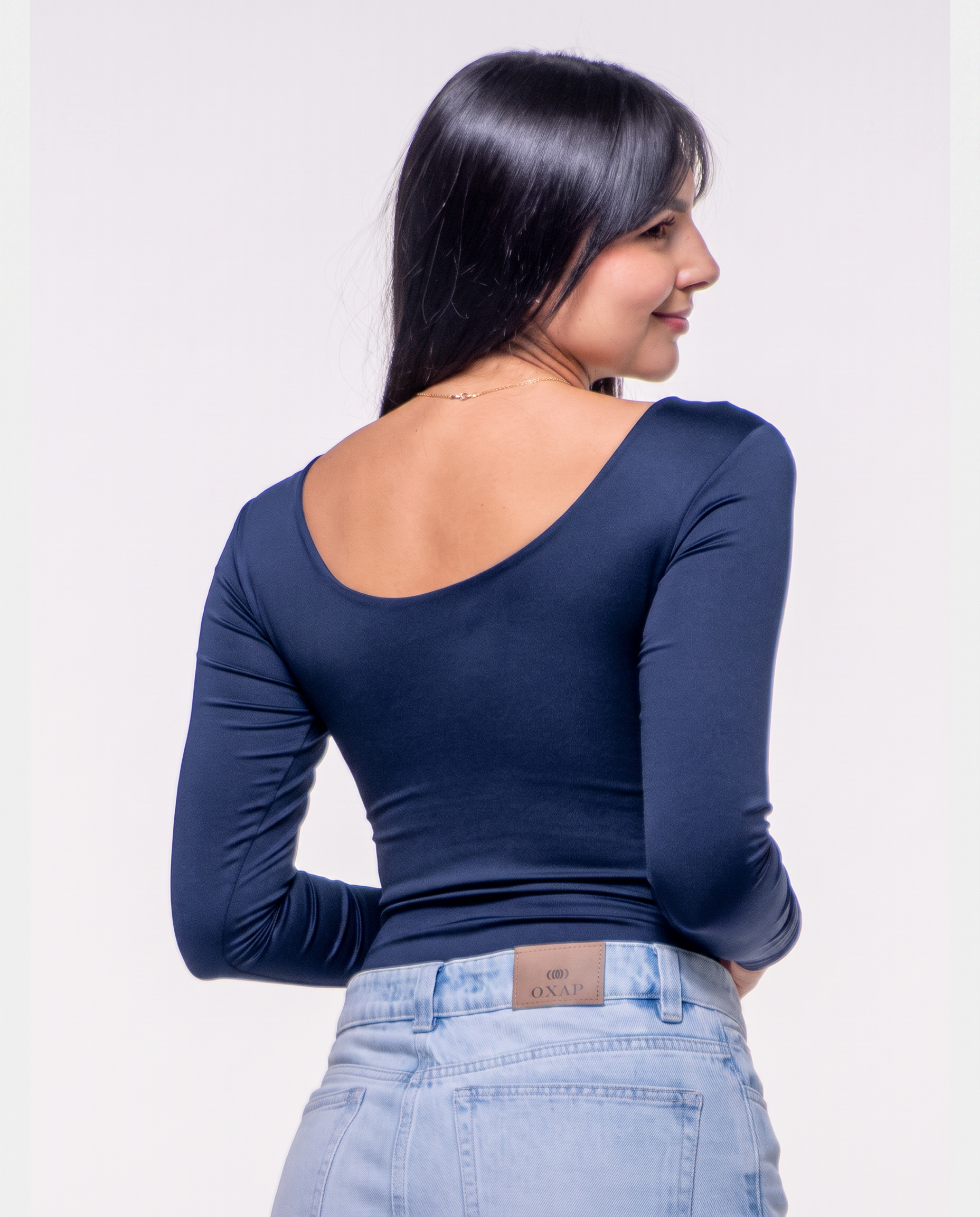 Body Premium Flor Azul Oscuro