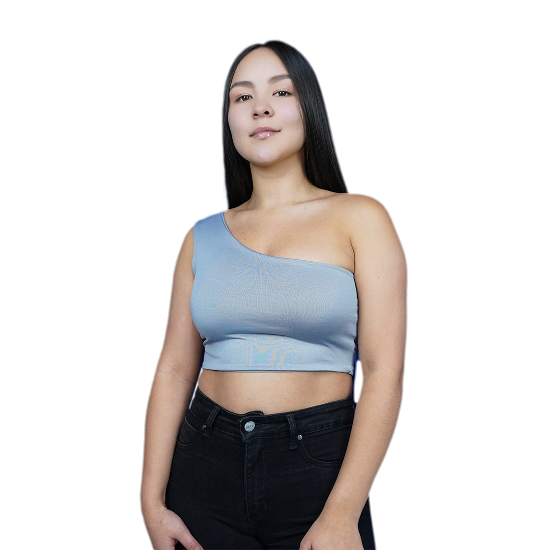 Crop Top Premium Hombro Gris