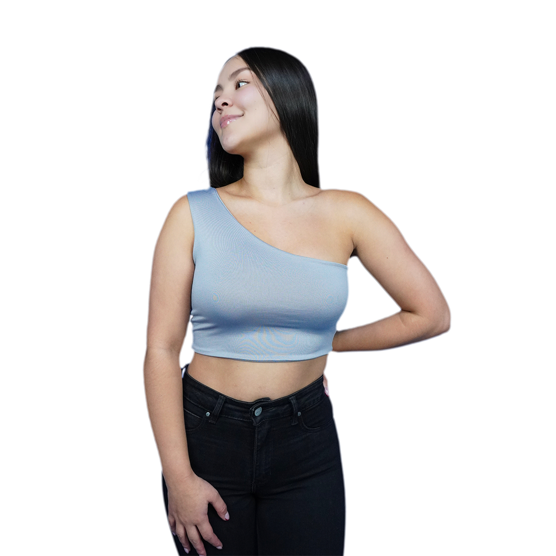 Crop Top Premium Hombro Gris